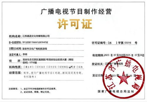 淮安城市網喜獲廣播電視節目制作經營許可證，開啟內容創作新篇章